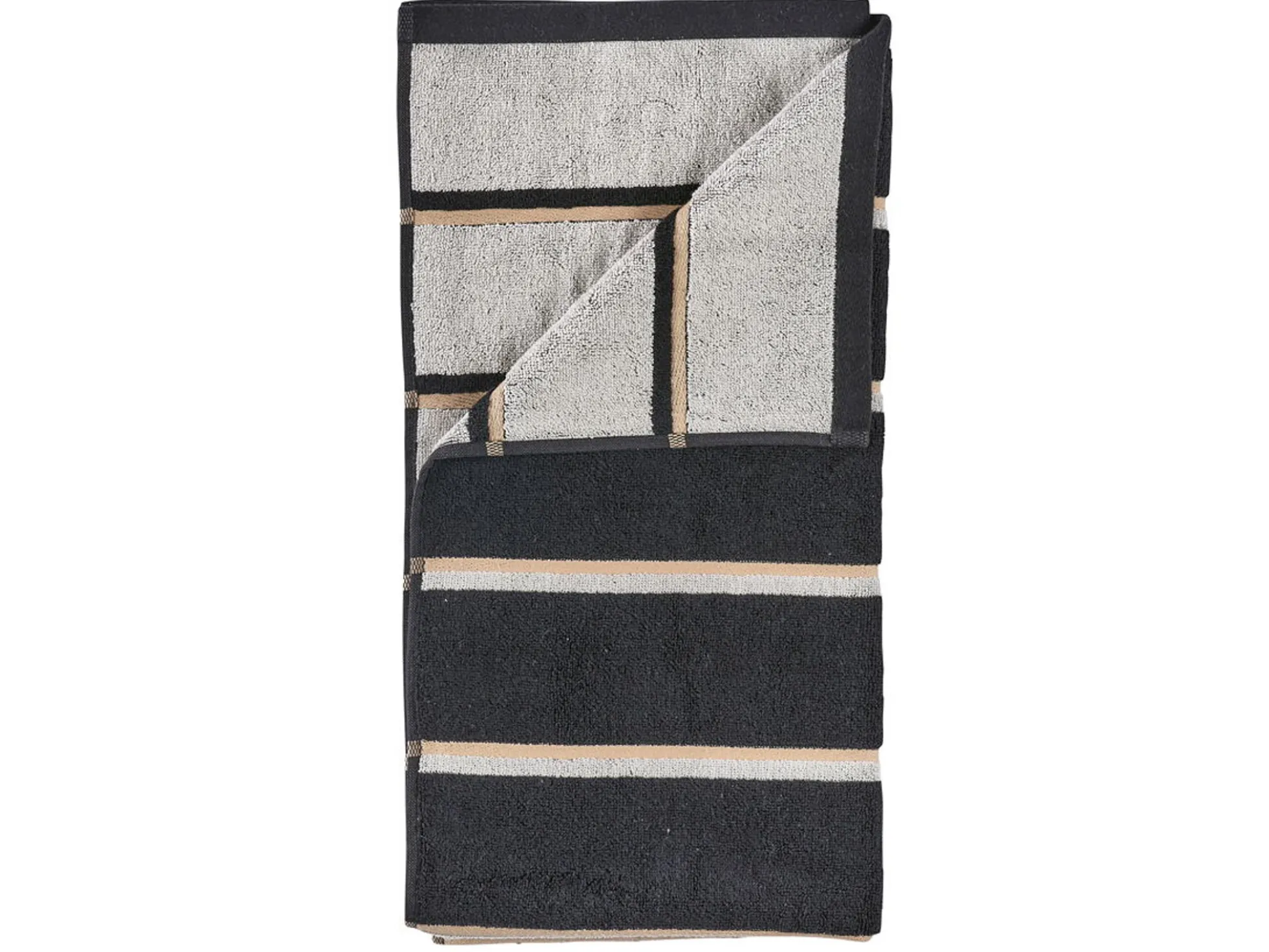 Håndklæde - 100% bomuld - Badehåndklæde 70x140 cm - Zone Denmark Sauna - Stribet Black