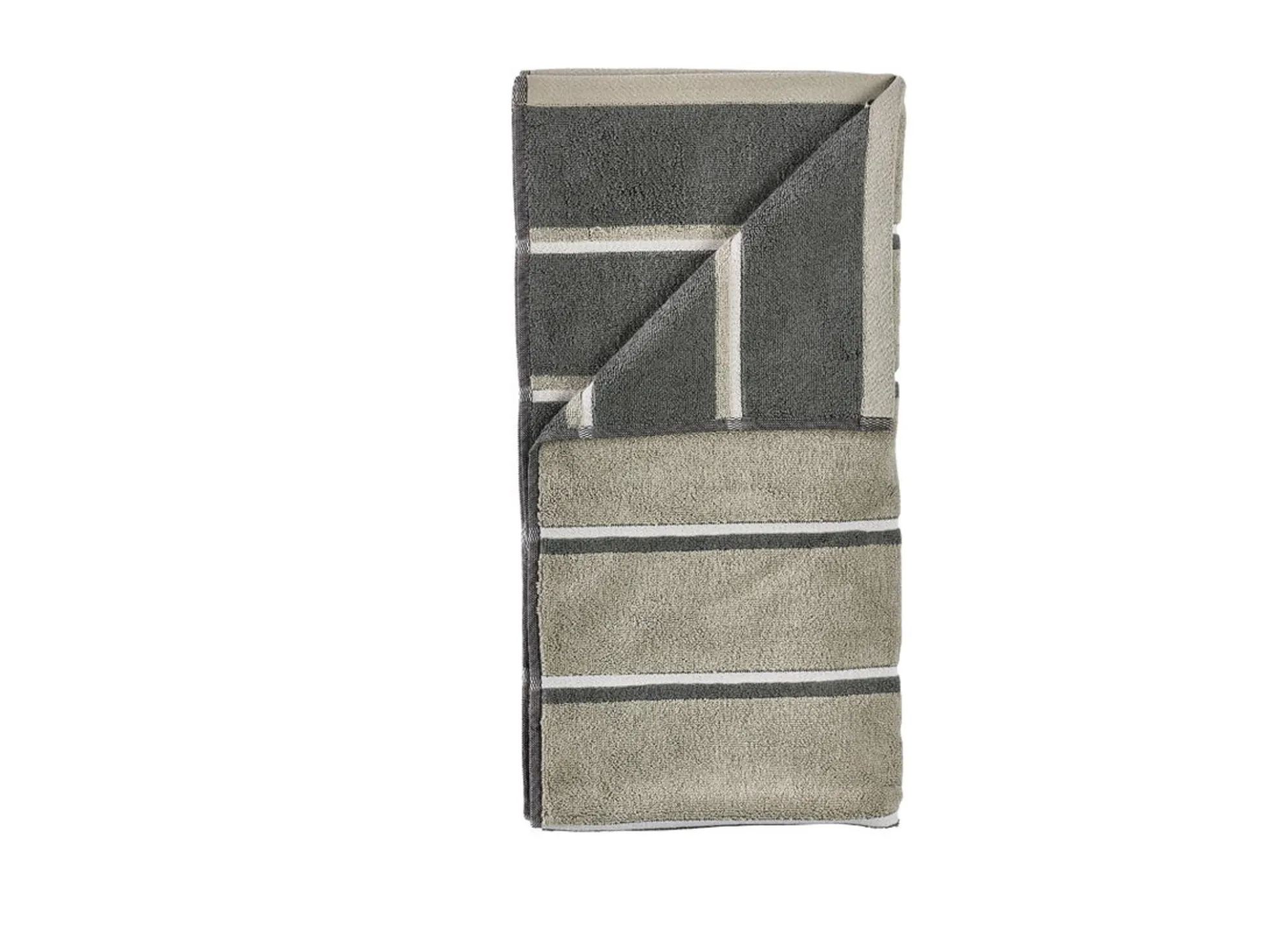 Håndklæde - 100% bomuld - 50x100 cm - Zone Denmark Sauna - Stribet Olive