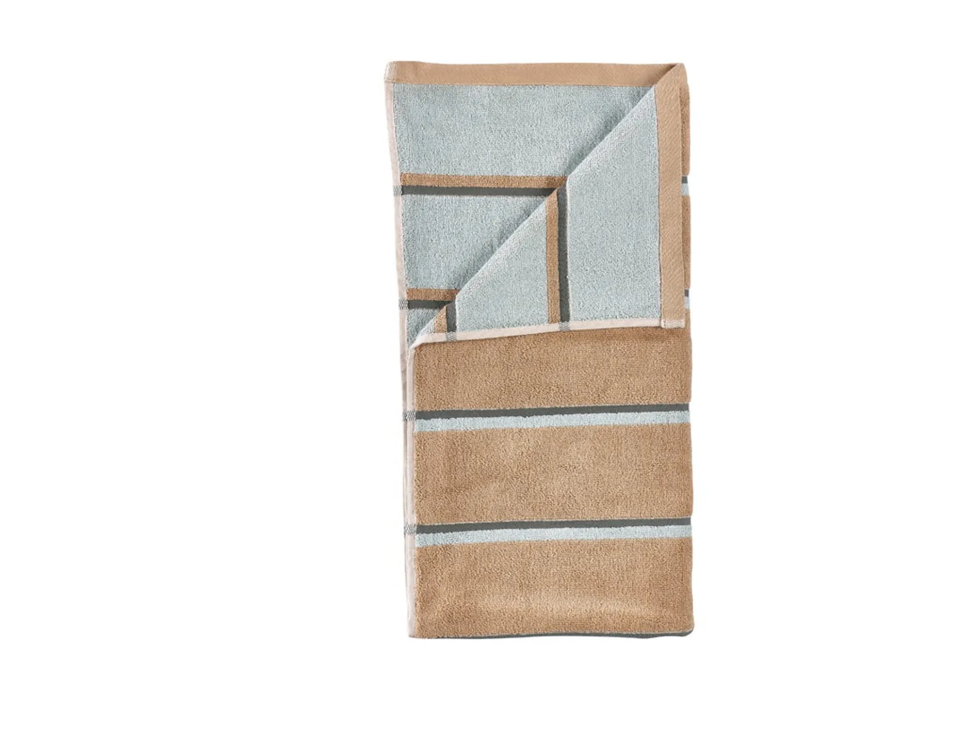 Håndklæde - 100% bomuld - 50x100 cm - Zone Denmark Sauna - Stribet Camel