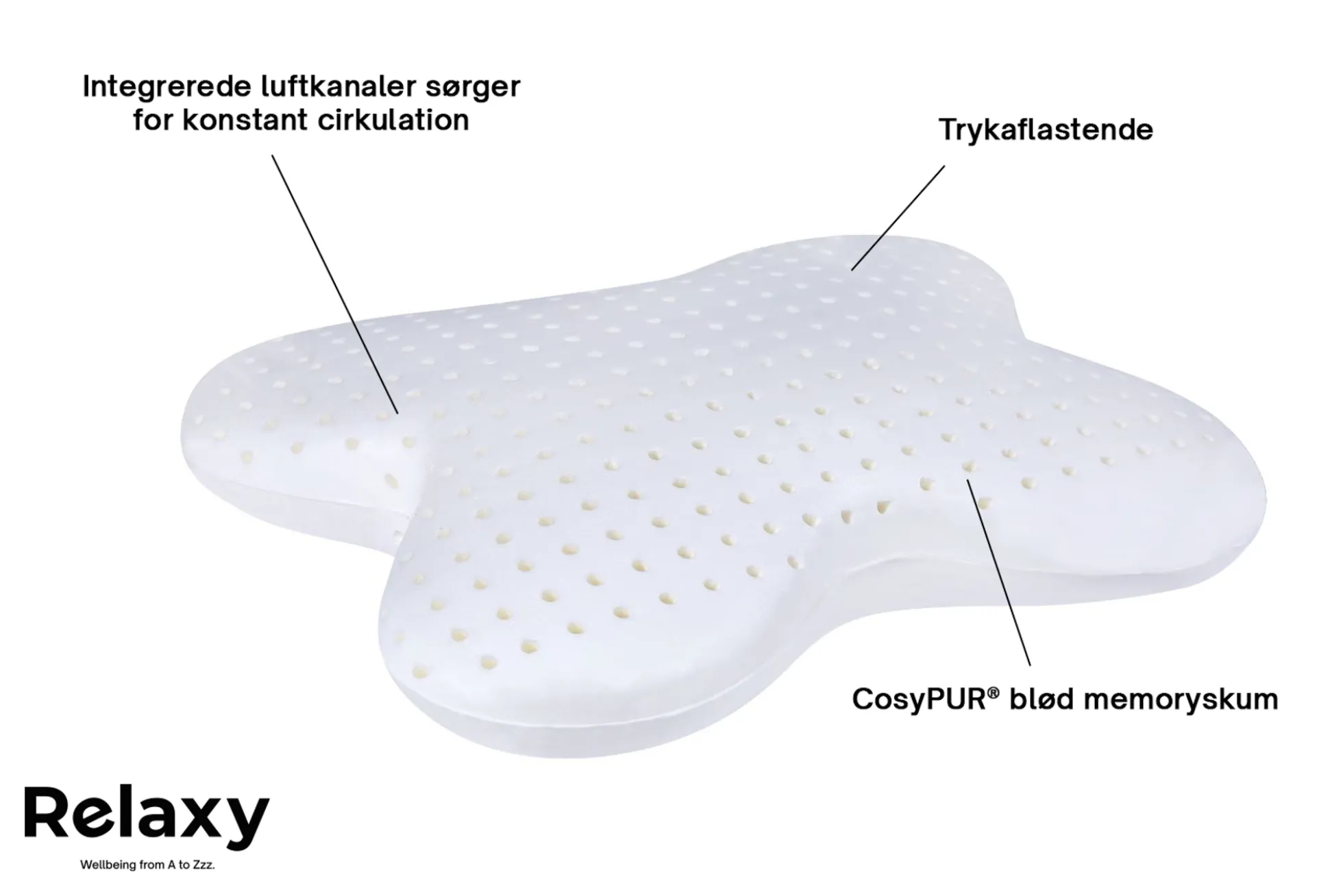 Hovedpude med trykaflastende memory skum - Relaxy Star pude