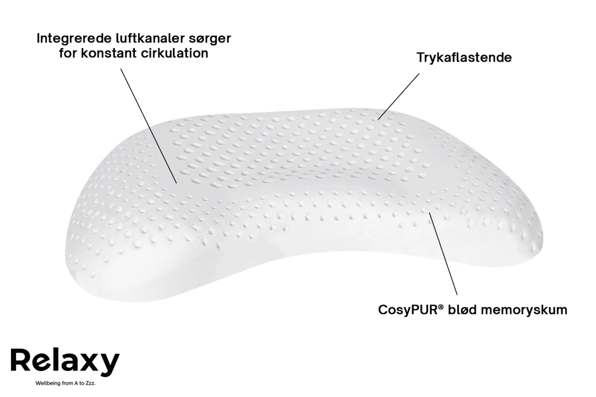 Hovedpude med trykaflastende memory skum - Relaxy Moon pude