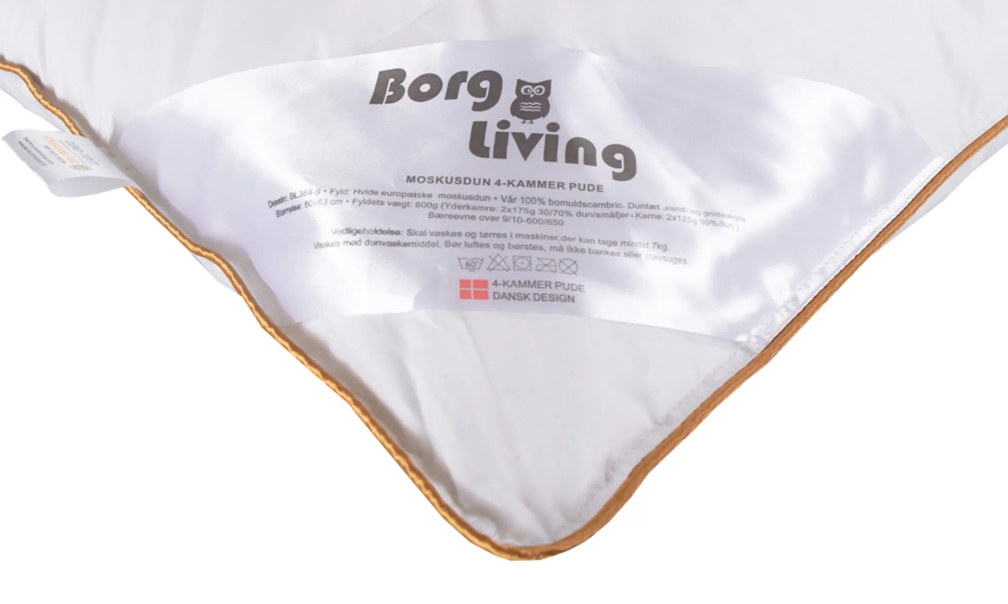 Hovedpude - Mellem 4 kammer moskusduns hovedpude - 60x63 cm - Borg Living