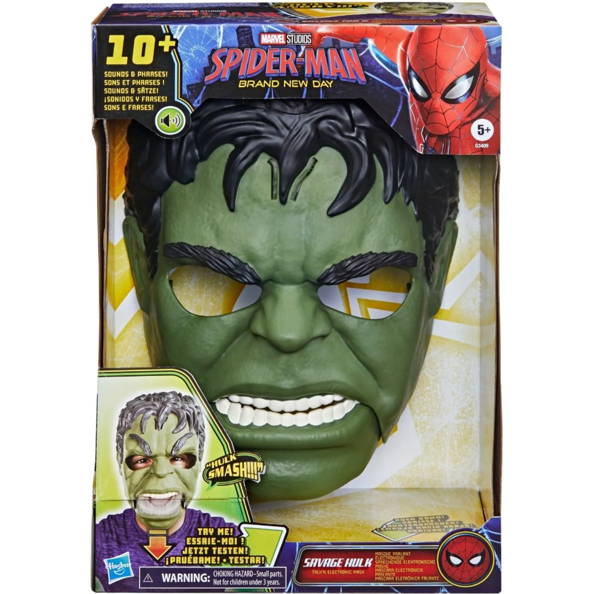 Hulk eletronisk maske med lys og lyd