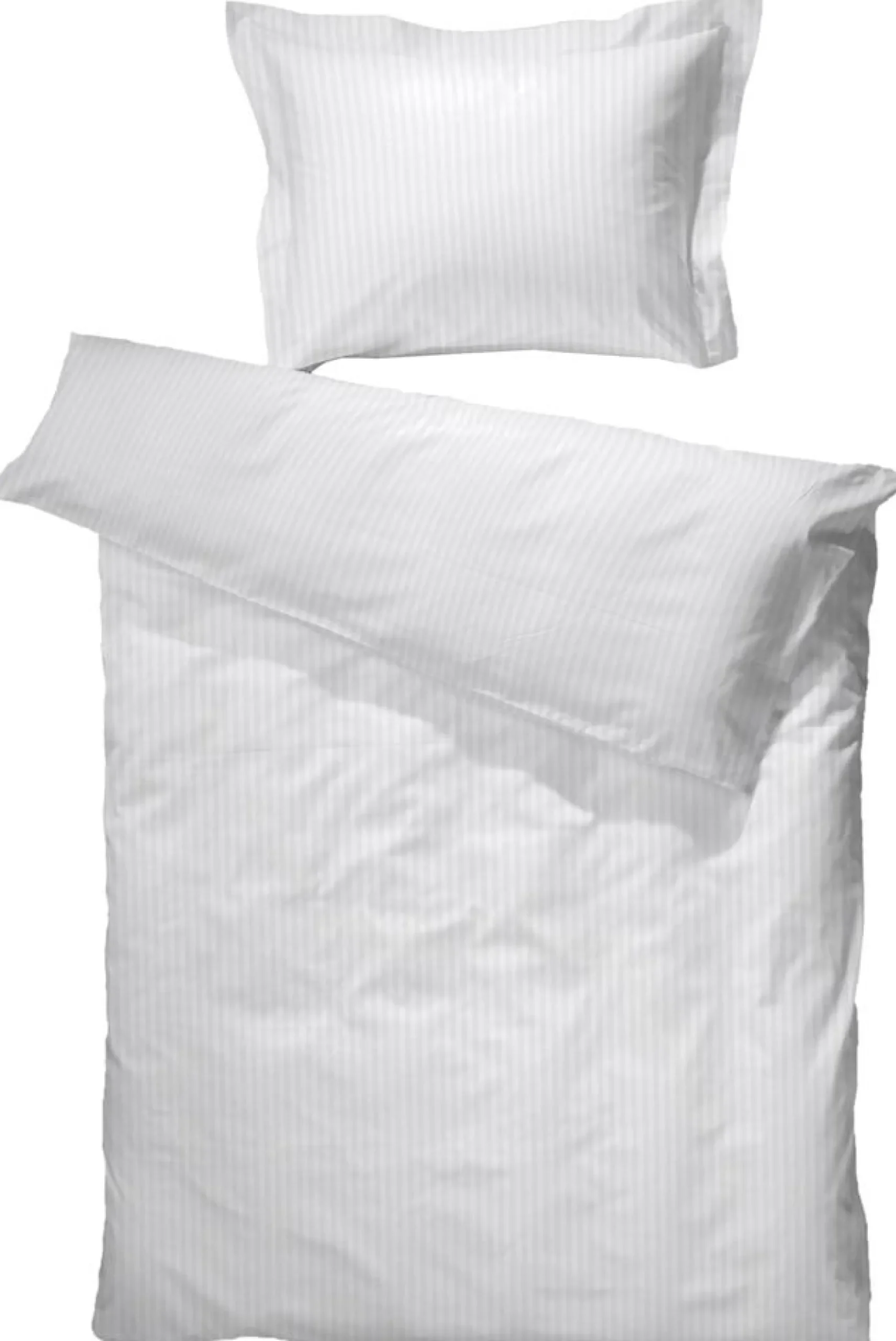 Hvidt sengetøj - 100% egyptisk bomuldssatin - Baby sengetøj 70x100 cm - Turistripa - Smalle striber