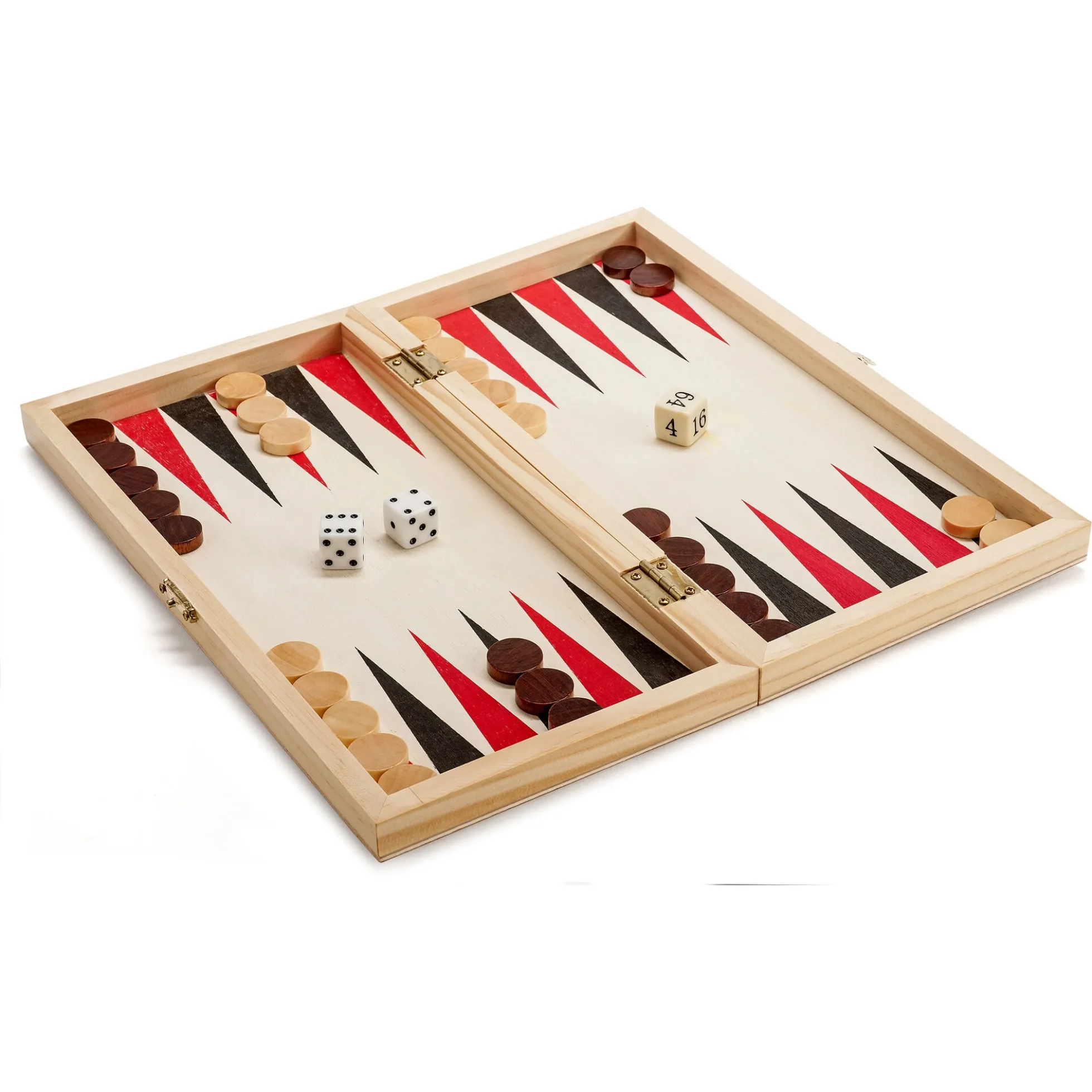 3-i-1 brætspil i træ med skak, dam og backgammon - 30x30 cm