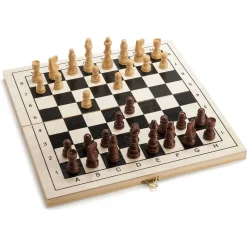3-i-1 brætspil i træ med skak, dam og backgammon - 30x30 cm