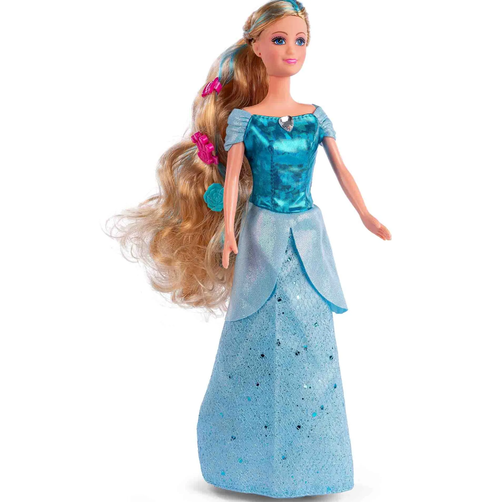 Judith eventyrprinsesse 29 cm - Prinsessedukke med blå kjole
