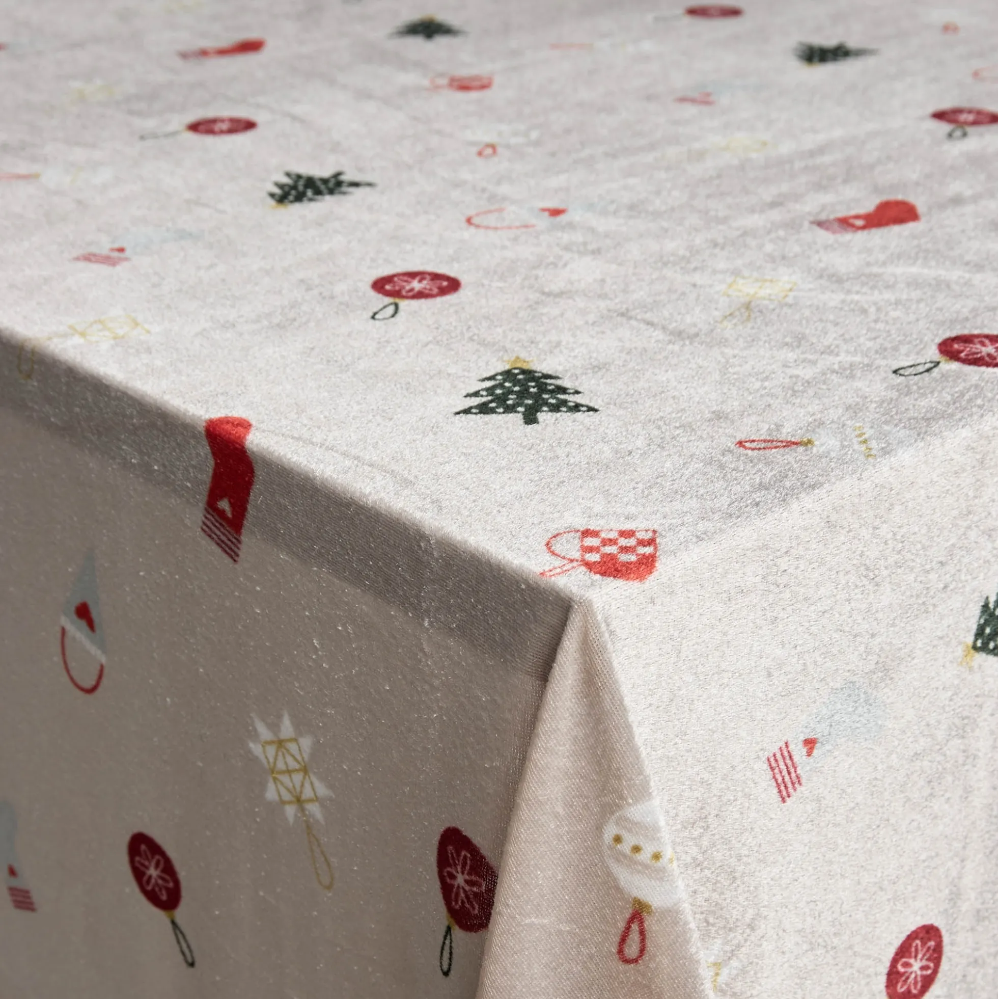 Juledug med julemotiver - Nervøs velour dug - Pakke med 3 meter