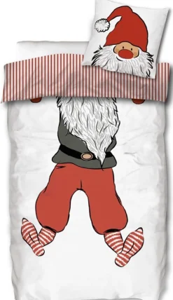 Julesengetøj - 100% bomuld - Junior sengetøj 100x140 cm - Nissedragt design