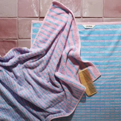 JUNA bambus håndklæde - Bambus/bomuld - Badehåndklæde 70x140 cm - Nuance Blå/rosa