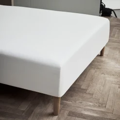 JUNA boxlagen 90x200 cm - 100% økologisk bomuld - Hvid Percale boxlagen