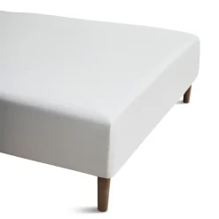 JUNA boxlagen 90x200 cm - 100% økologisk bomuld - Hvid Percale boxlagen