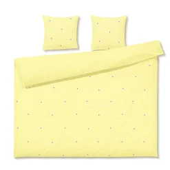 JUNA dobbelt sengetøj 200x220 cm - 100% økologisk bomuld - Daisy gul med broderede blomster