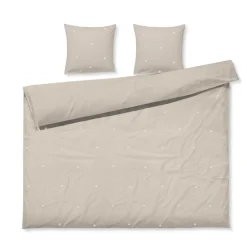 JUNA dobbelt sengetøj 200x220 cm - 100% økologisk bomuld - Daisy sand med broderede blomster