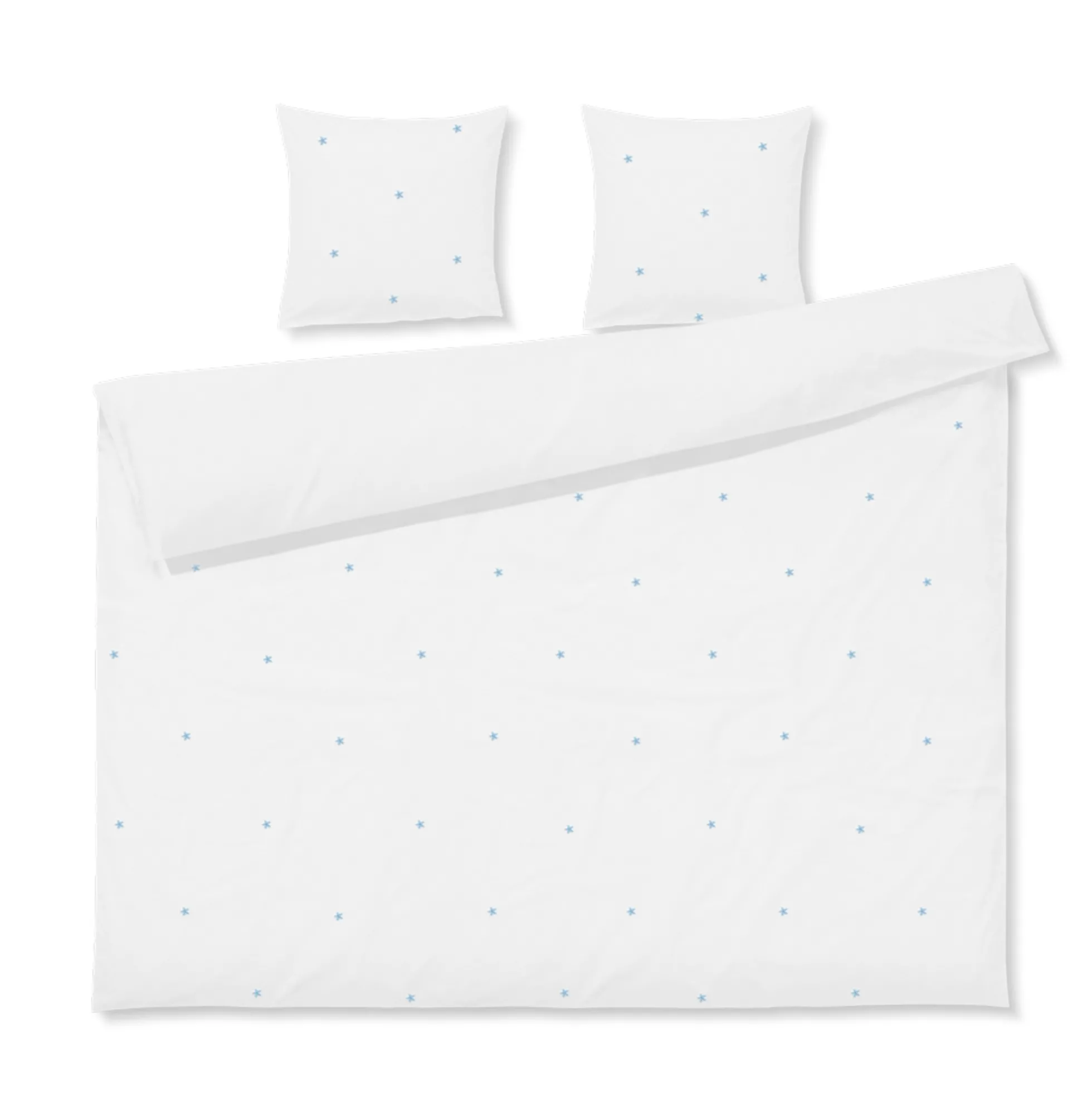 JUNA dobbelt sengetøj 200x220 cm - 100% økologisk bomuld - Daisy hvid med broderede blomster