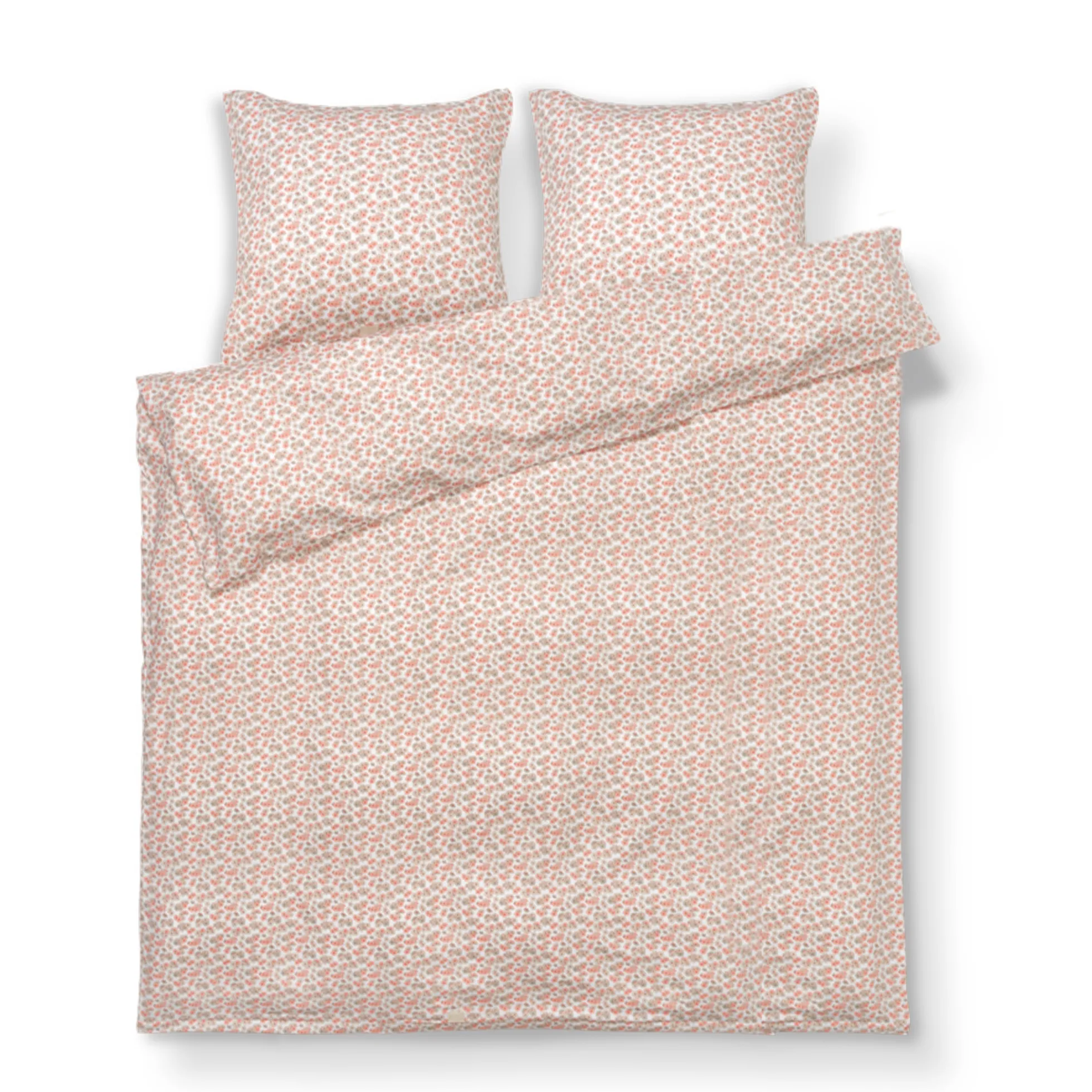 JUNA dobbelt sengetøj 200x220 cm - 100% økologisk bomuldssatin - Pleasantly hvid med rosa blomster