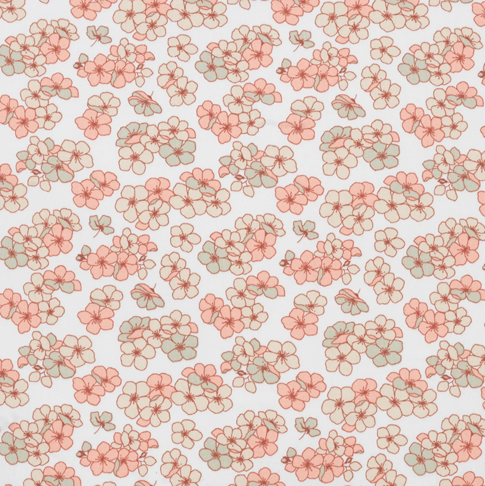 JUNA dobbelt sengetøj 200x220 cm - 100% økologisk bomuldssatin - Pleasantly hvid med rosa blomster