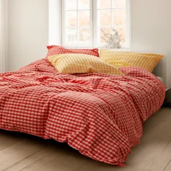 JUNA dobbelt sengetøj 200x220 cm - 100% økologisk bomuld - Bæk&Bølge rød