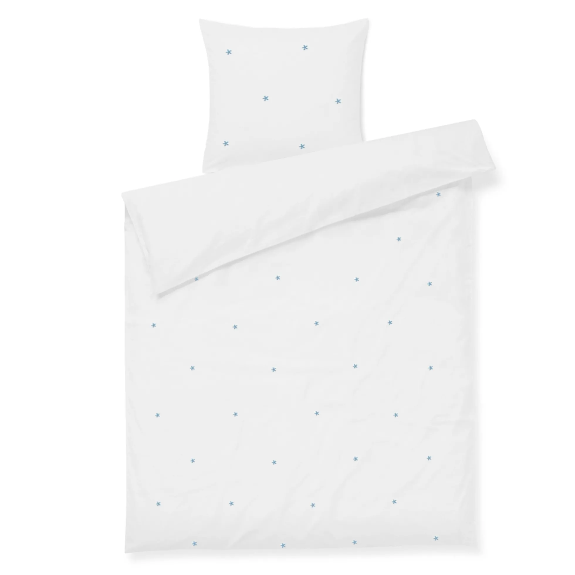 JUNA sengetøj - 100% økologisk bomuld - Daisy baby sengetøj 70x100 cm - Hvid med broderede blomster
