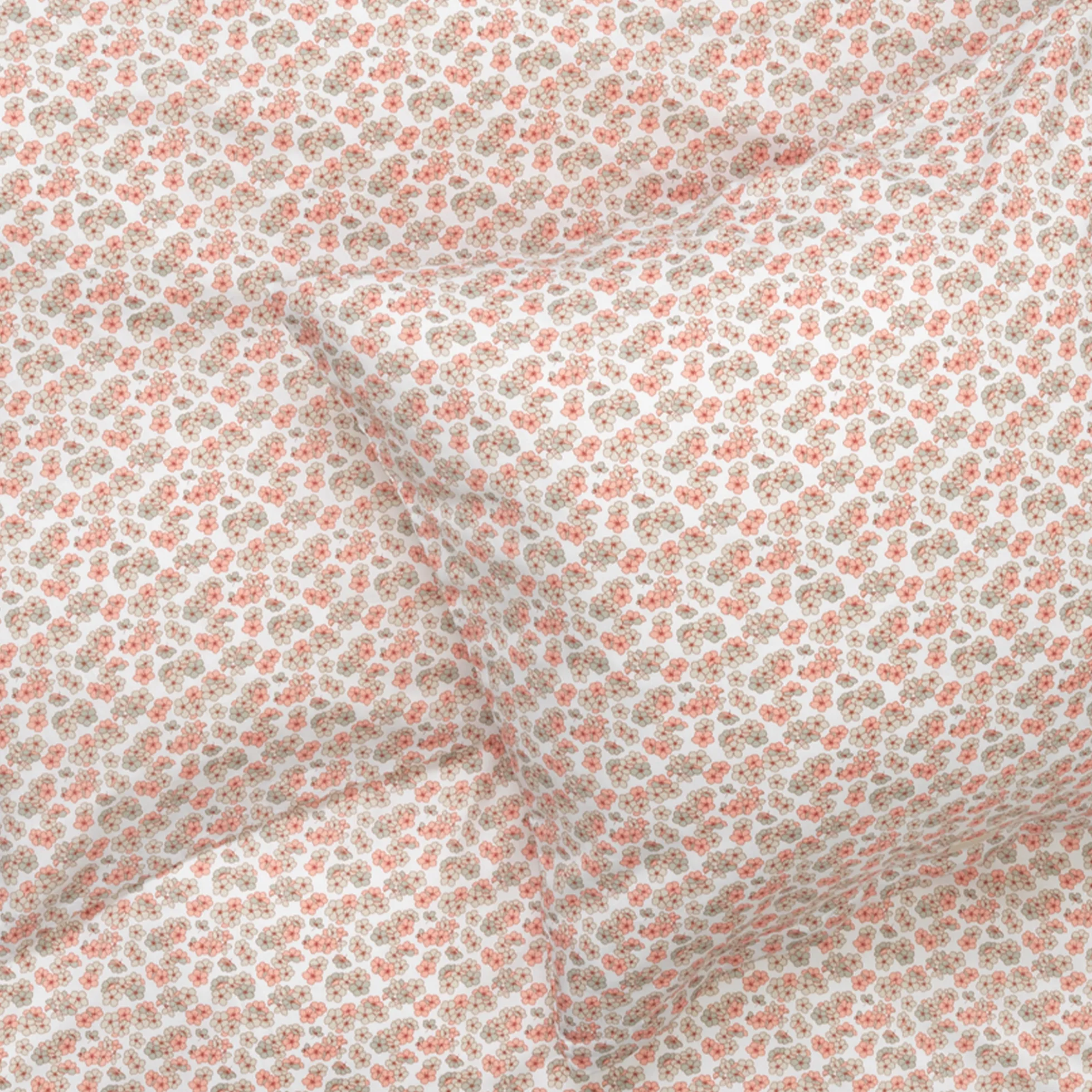 JUNA sengetøj 140x200 cm - 100% økologisk bomuldssatin - Pleasantly hvid med rosa blomster
