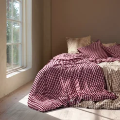 JUNA sengetøj 140x220 cm - 100% økologisk bomuld - Bæk&Bølge blomme/rosa
