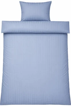 Junior sengetøj 100x140 cm - 100% bomuldssatin - Klassisk lyseblå striber