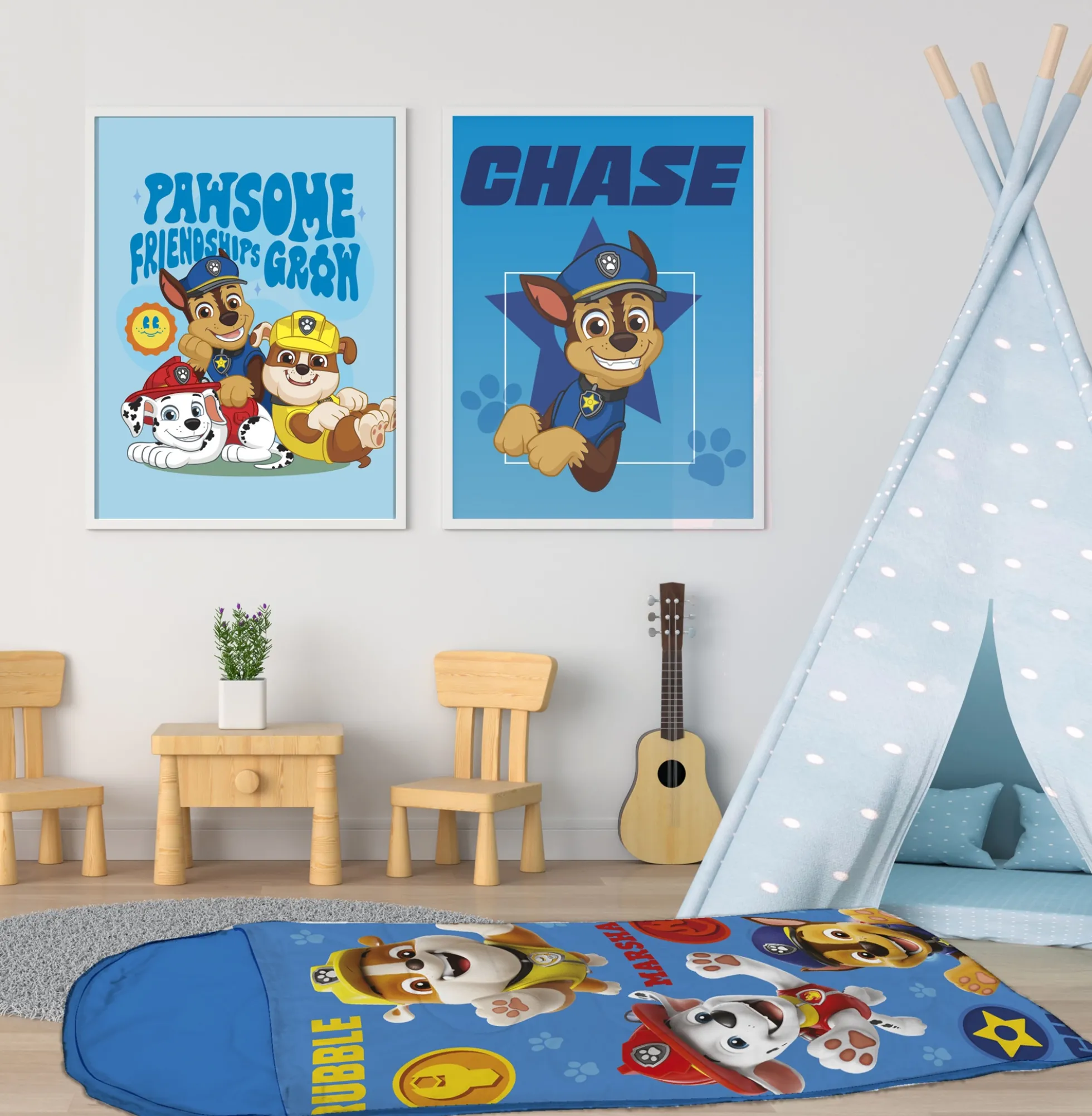 Junior sovepose - Paw Patrol Blå - 70x140 cm - vandafvisende
