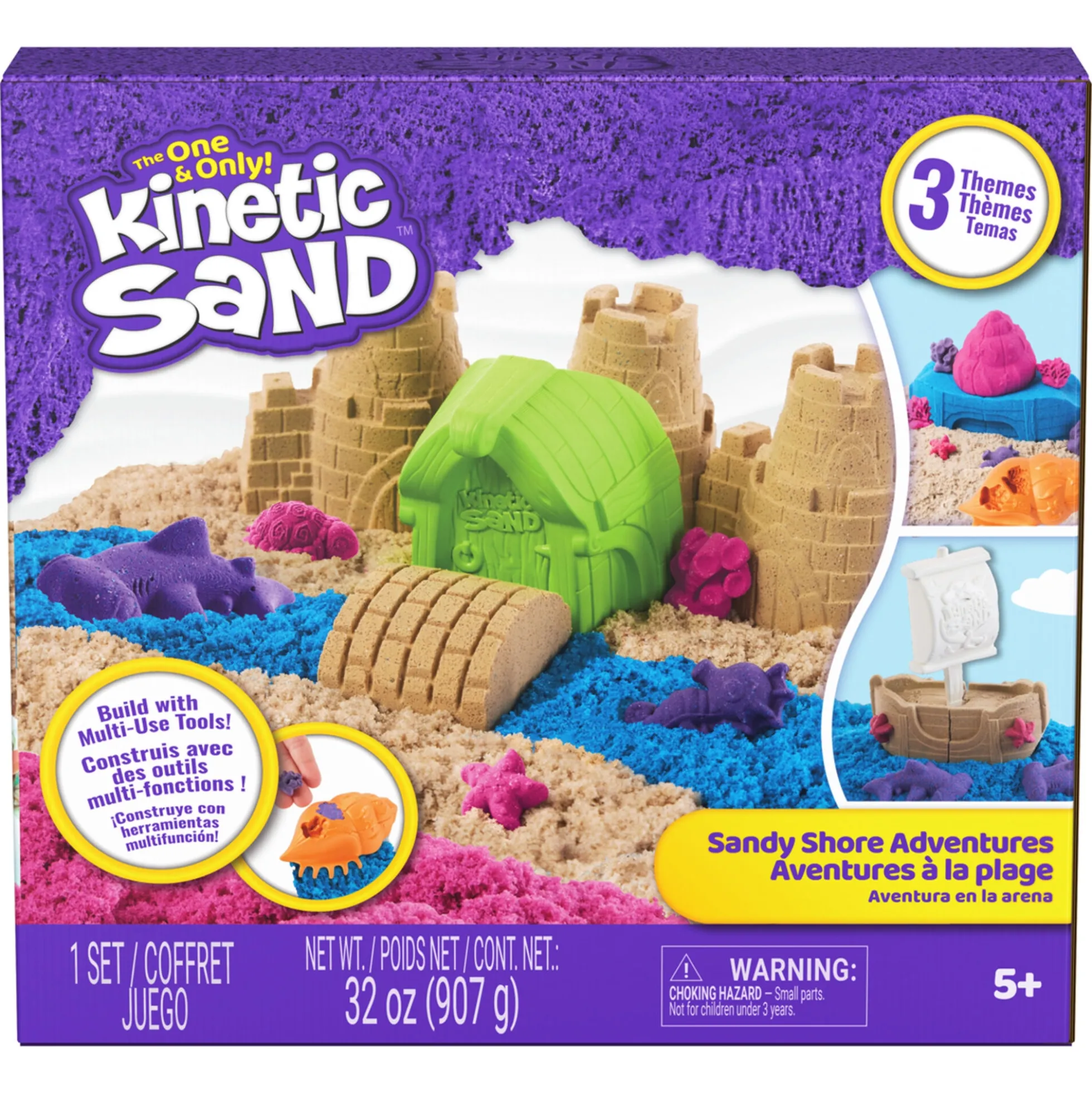Kinetic Sand Sandy Shore legesæt – 450 g