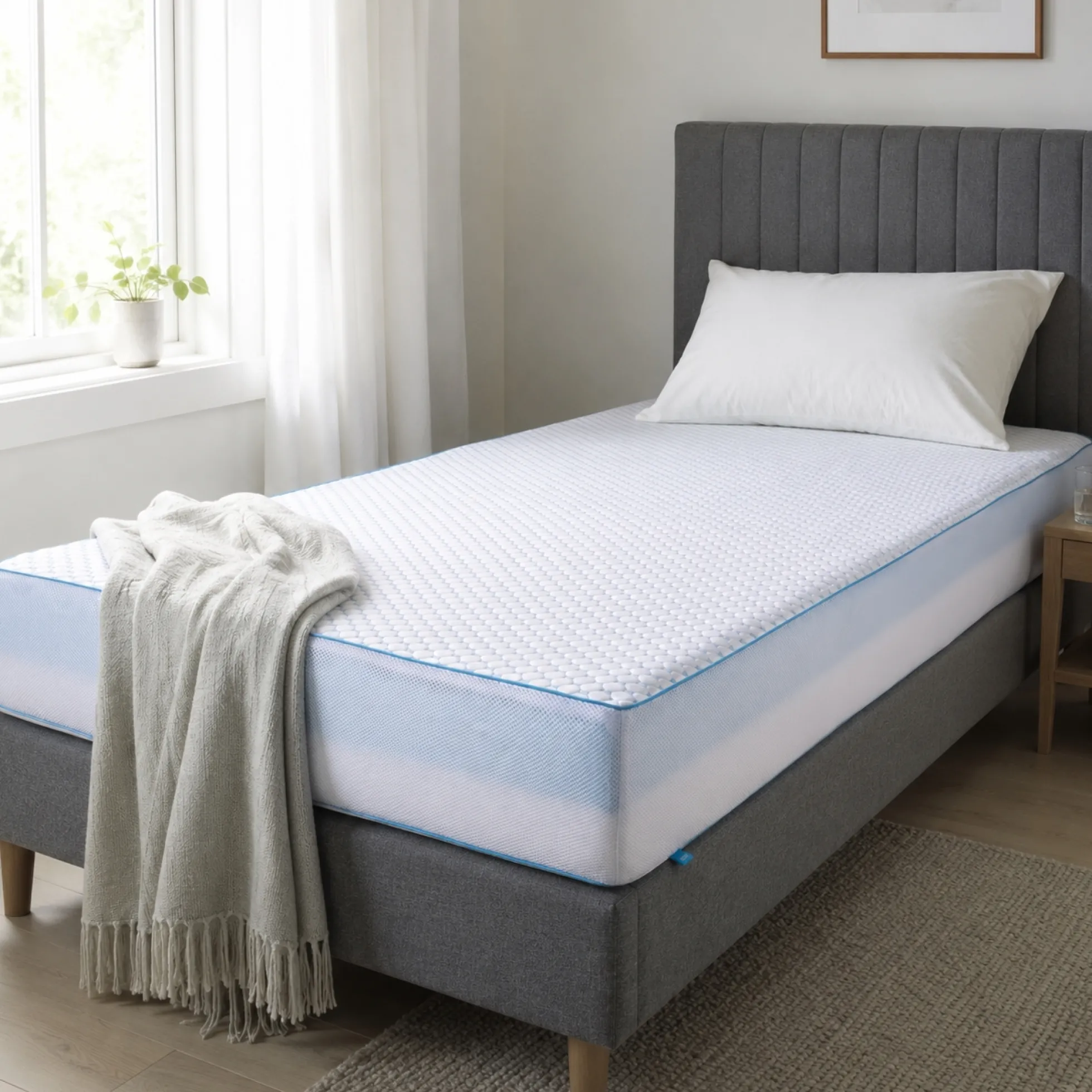 Kølende madras 90x210 - Højde 18 cm - Luksus skummadras med kølende memoryskum - 7 zoner - SLEEP TECH by Borg