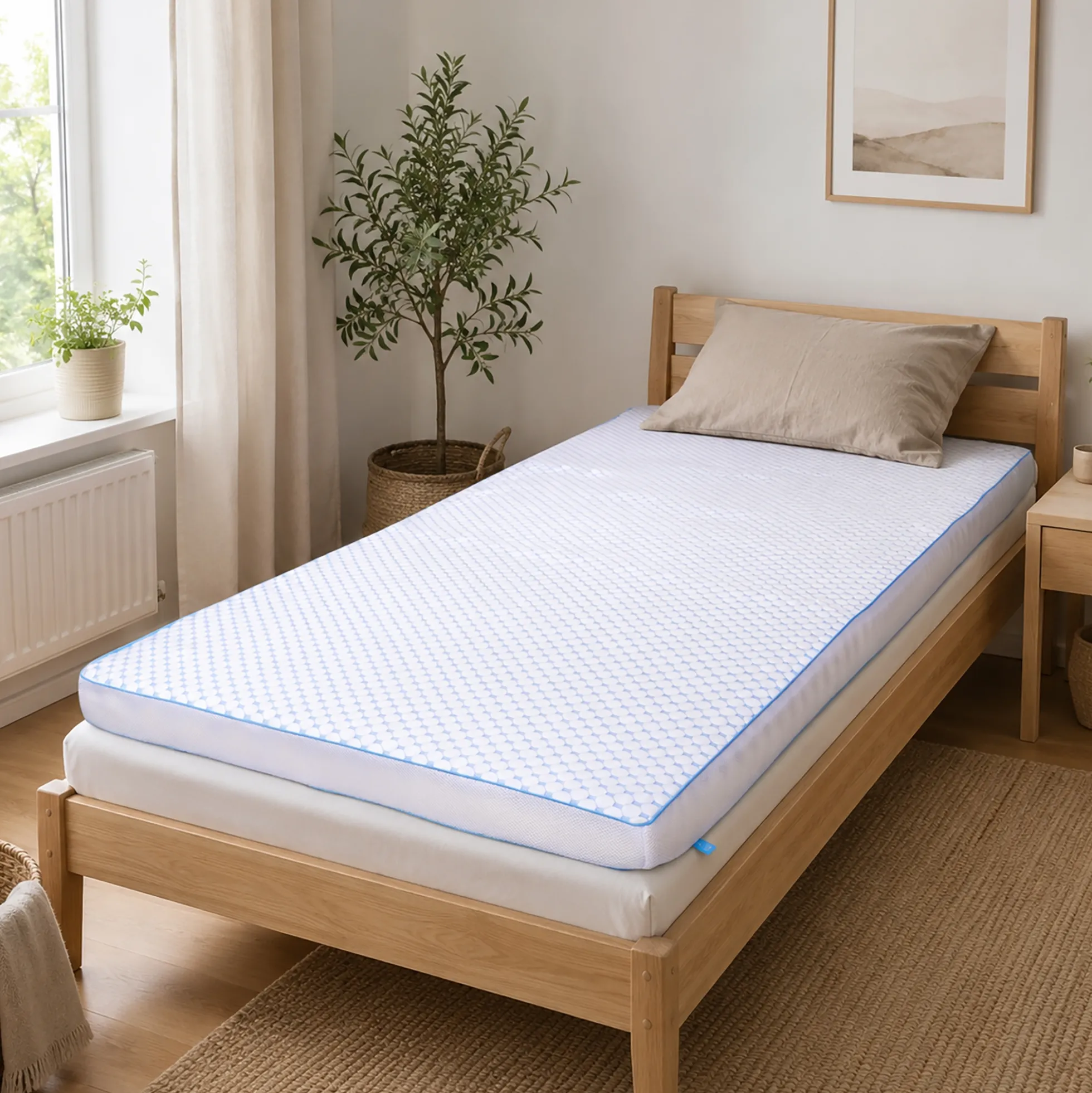Kølende topmadras - 180x210 cm - 7 zoner - Luksus memoryskum topmadras 8 cm høj - SLEEP TECH By Borg