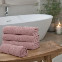 Økologisk håndklæde - 100% GOTS-certificeret bomuld - Gæstehåndklæde 40x60 cm - Støvet rosa