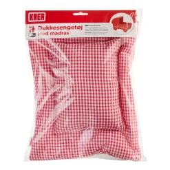 KREA dukke sengetøj - 25x30 cm - Rød og hvid ternet