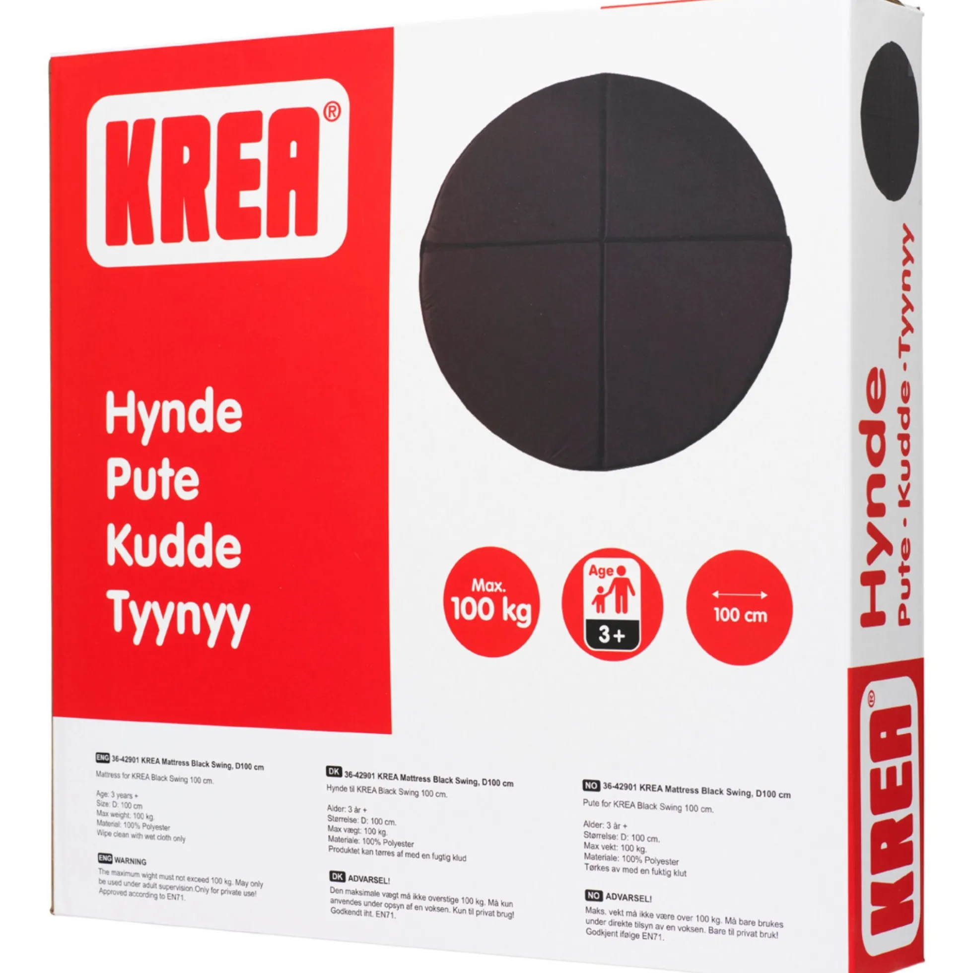 Krea madras til gynge Ø100 cm - Sort