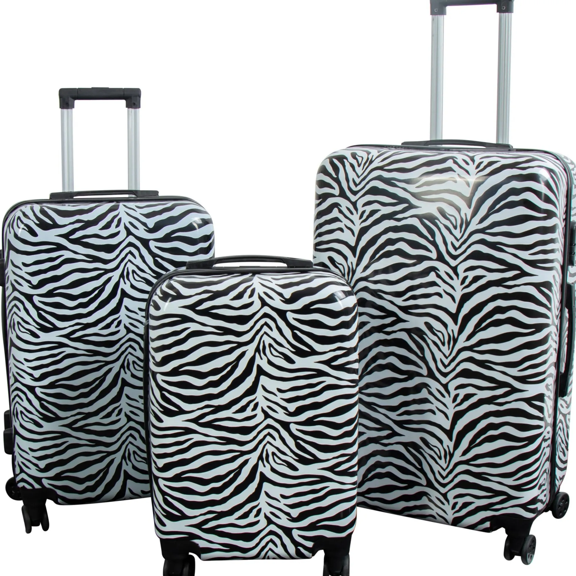 Kuffertsæt - 3 Stk. - Kuffert med motiv - Zebra - Hardcase letvægt kuffert med 4 hjul