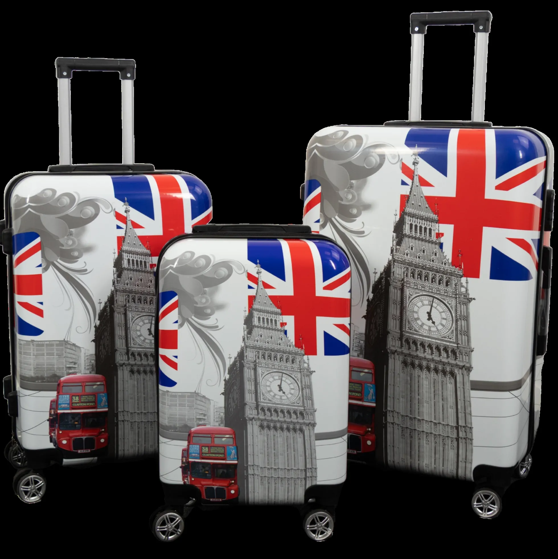 Kuffertsæt - 3 Stk. - Kuffert med motiv - City of london - Hardcase letvægt kuffert med 4 hjul