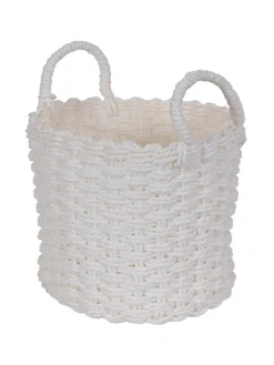 Kurv til opbevaring - 20x20 cm - Hvid fletkurv af papir - Praktisk og dekorativ