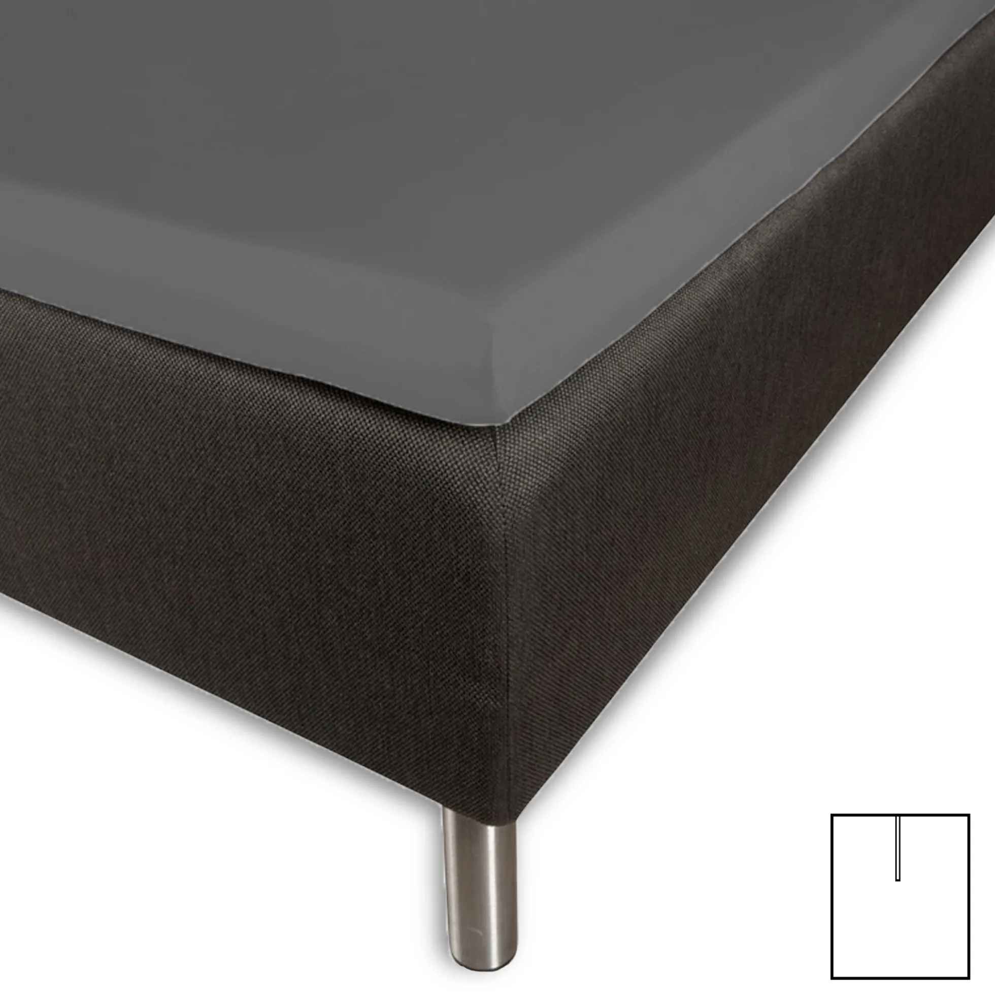 Kuvertlagen med U-split - 200x210 cm - Splitlængde 90 cm - Grå - 100% Bomuldssatin - Borås Cotton