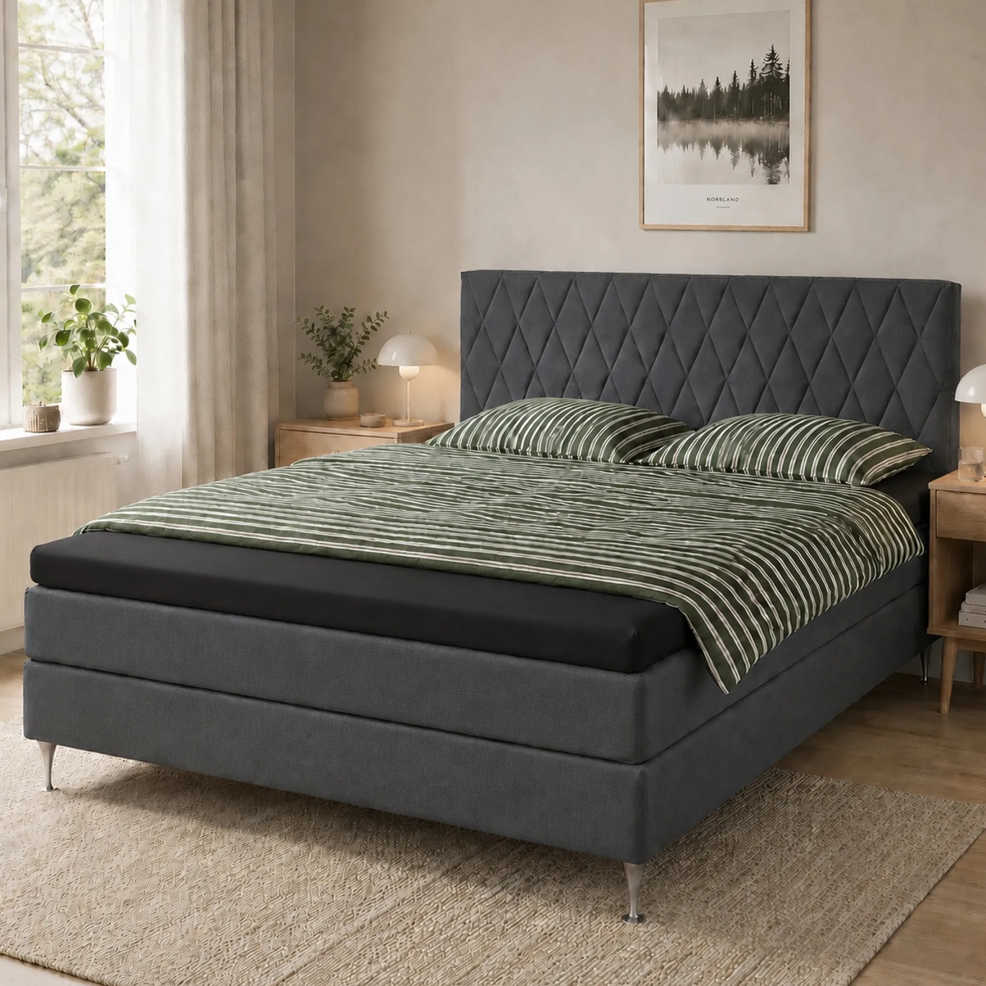 Kuvertlagen 180x200 cm - 100% blød bomuld - Højde 8 cm - Sort lagen til topmadras by Nordstrand Home