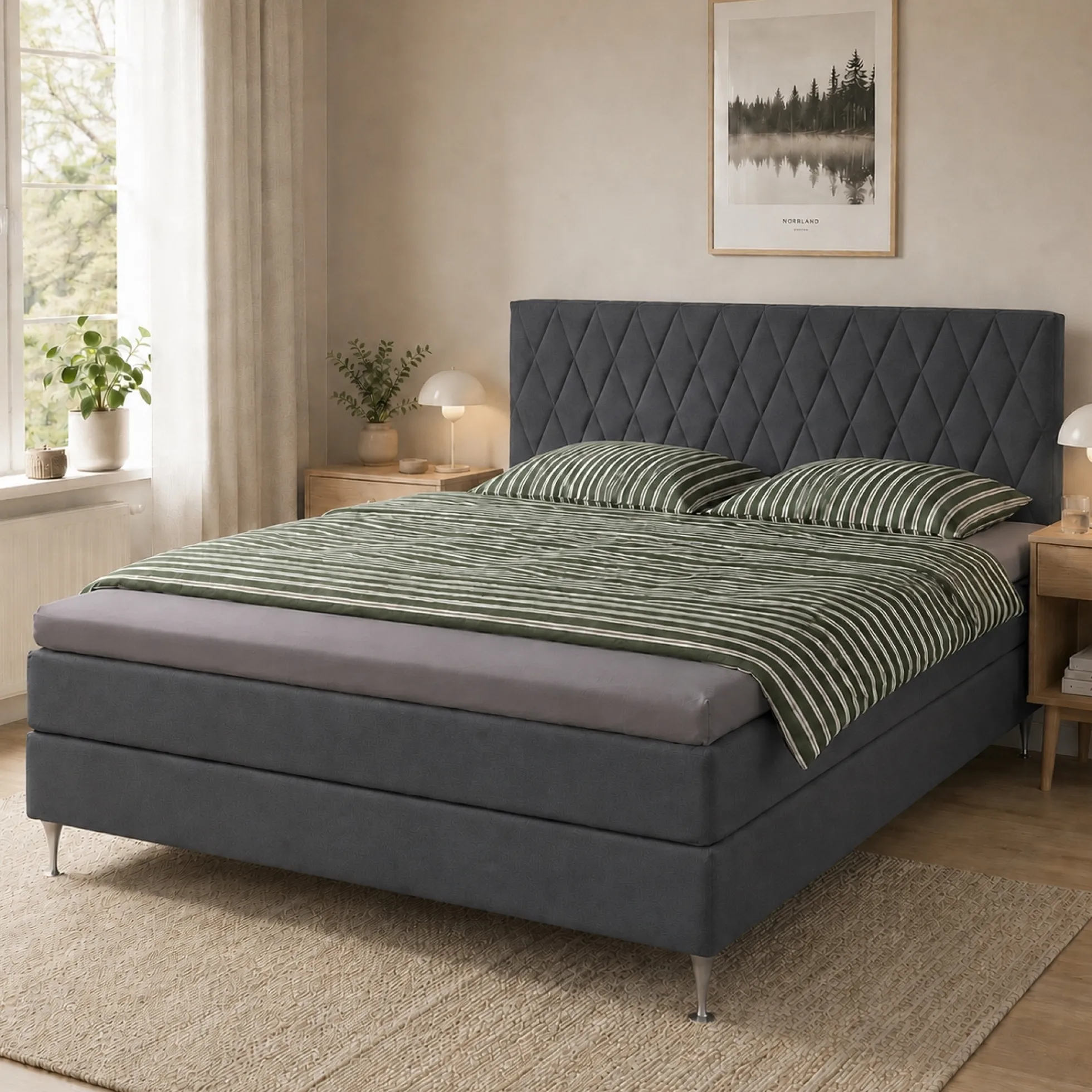 Kuvertlagen 180x200 cm - 100% blød bomuld - Højde 8 cm - Antracit gråt lagen til topmadras by Nordstrand Home