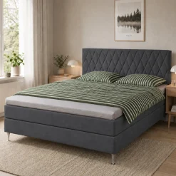Kuvertlagen 90x200x8 cm - 100% Økologisk bomuldssatin - Grå - GOTS certificeret lagen til topmadras