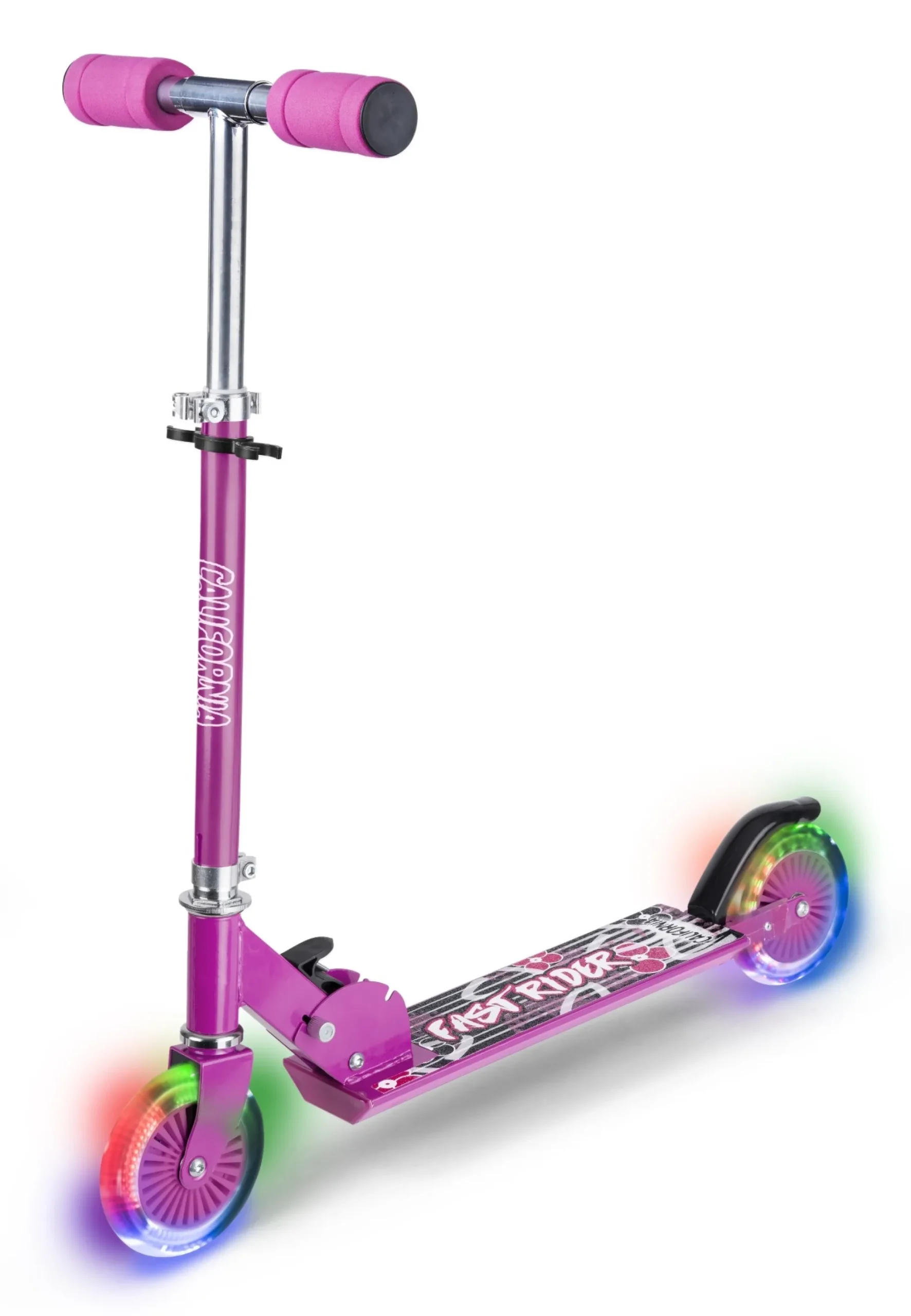 Løbehjul med LED-lys i hjulene - Pink