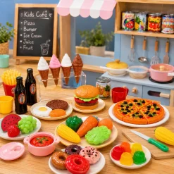 Legemad deluxesæt med fastfood, is og frugt - 44x65 cm - 114 dele