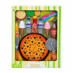 Legemad pizza med velcro - 41x31 cm - 30 dele