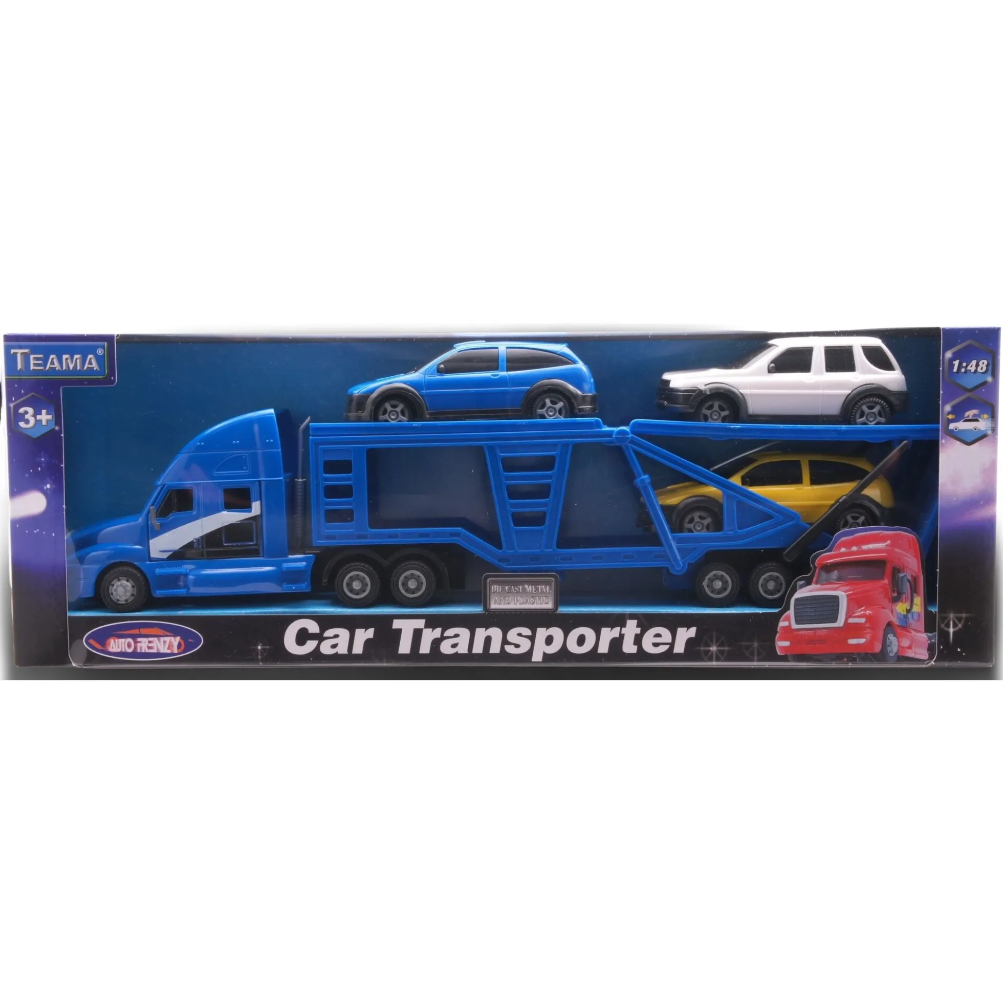 Legetøjsbiltransporter med 3 biler - Blå - 42 cm