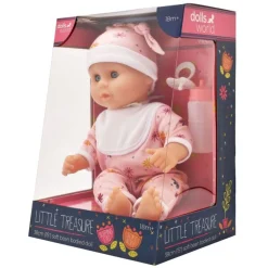 Little Treasure pige dukke med sut og sutteflaske - 38 cm