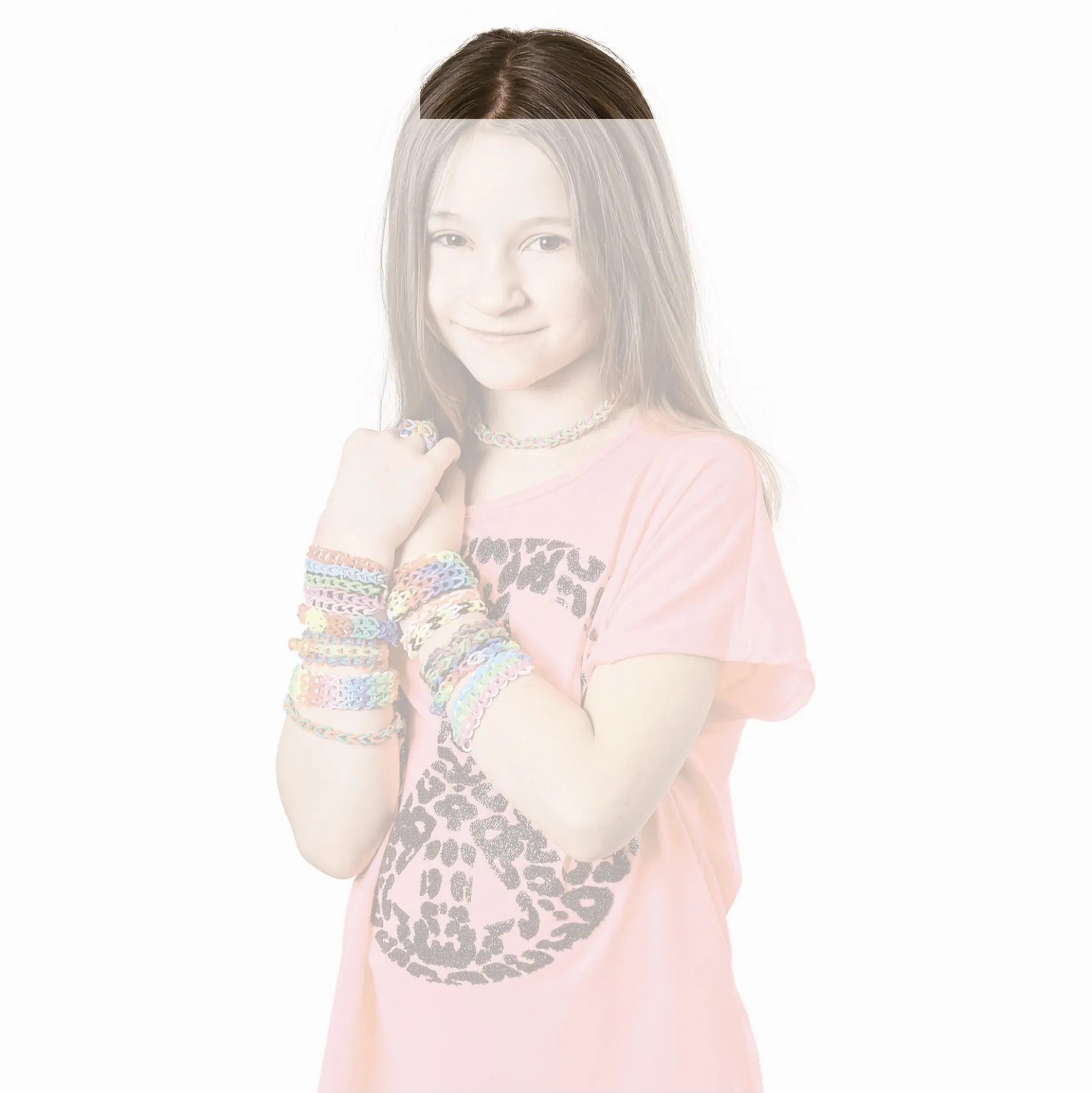 Loom bands armbåndssæt med væv, elastikker og hæklenål - 600+ bands