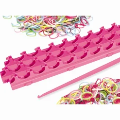 Loom bands armbåndssæt med væv, elastikker og hæklenål - 600+ bands