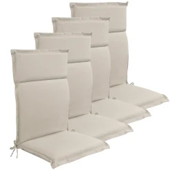 Luksus PLUS havehynder til positionsstol 4 stk. - Tyk skumkerne 7 cm - Beige havehynder til havestol med ekstra høj komfort & UV-resistent betræk - Nordstrand Home hynder