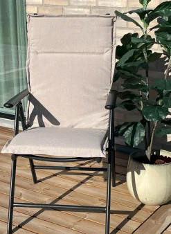 Luksus PLUS havehynder til positionsstol 4 stk. - Tyk skumkerne 7 cm - Beige havehynder til havestol med ekstra høj komfort & UV-resistent betræk - Nordstrand Home hynder