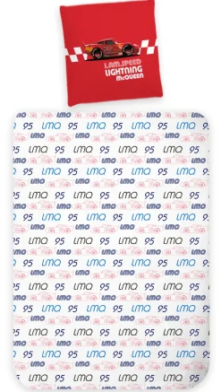 Lynet McQueen sengetøj - 100% bomuld - Junior sengetøj 100x140 cm - Rødt Cars sengetøj